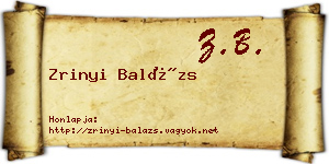 Zrinyi Balázs névjegykártya